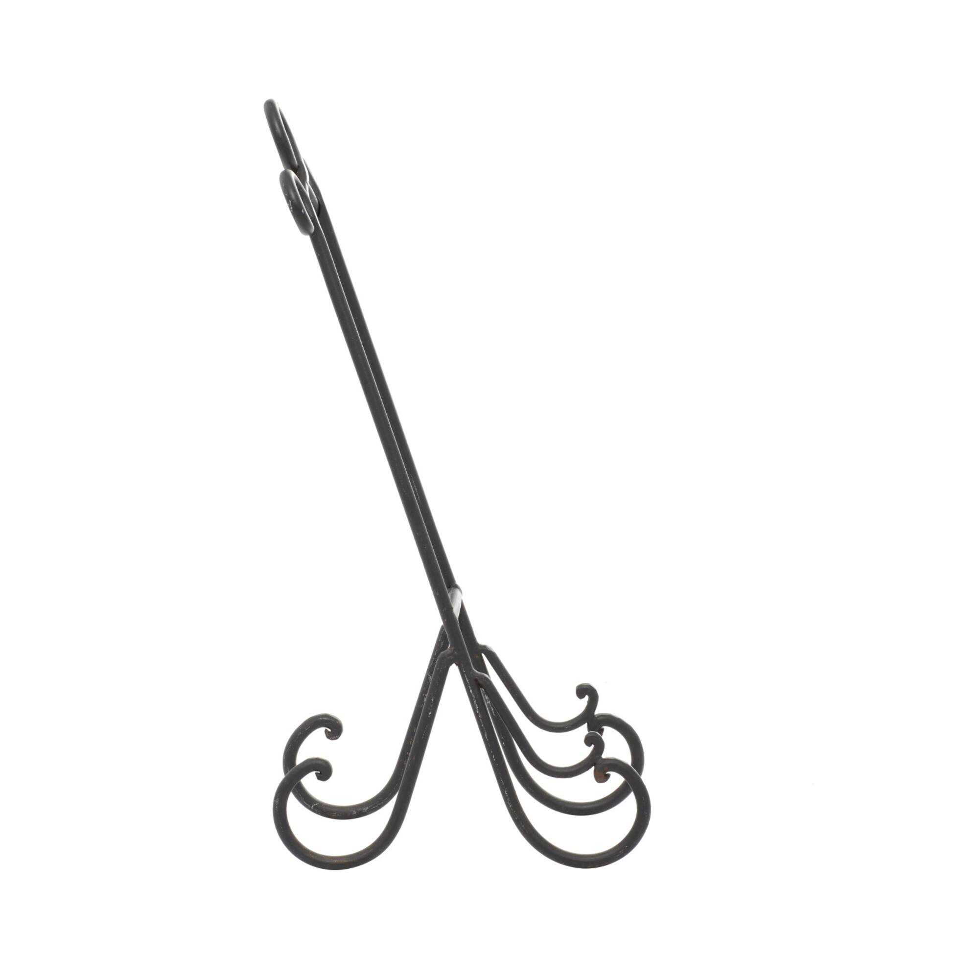 Traditional Scrolling Black Metal Easel, 19" x 6" x 9"
